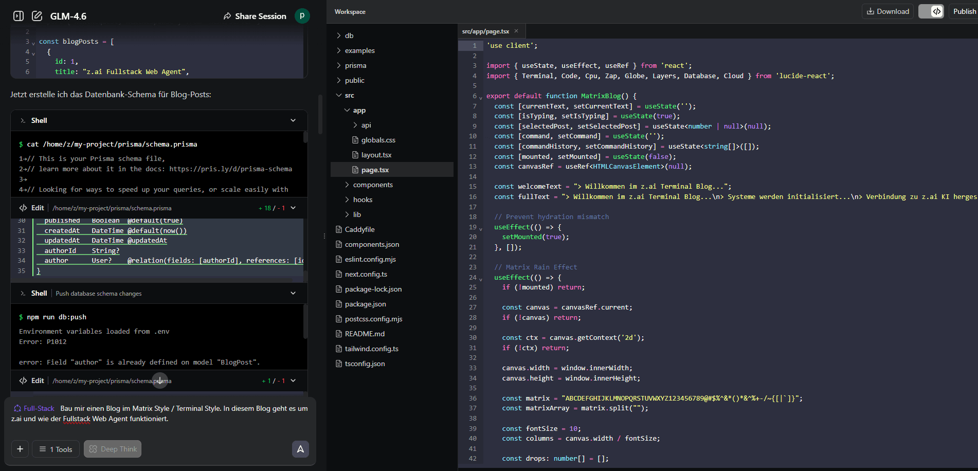 Terminal Blog Interface