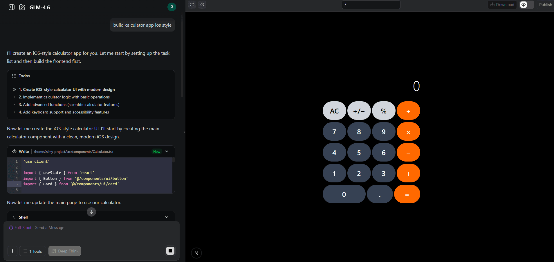 Z.ai Fullstack Calculator Demo
